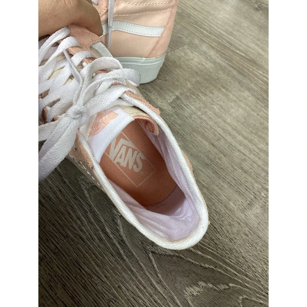 Vans Sk8-Hi Womens size 9.5 Tapered Stackform Pink Suede High Top Shoes Platform